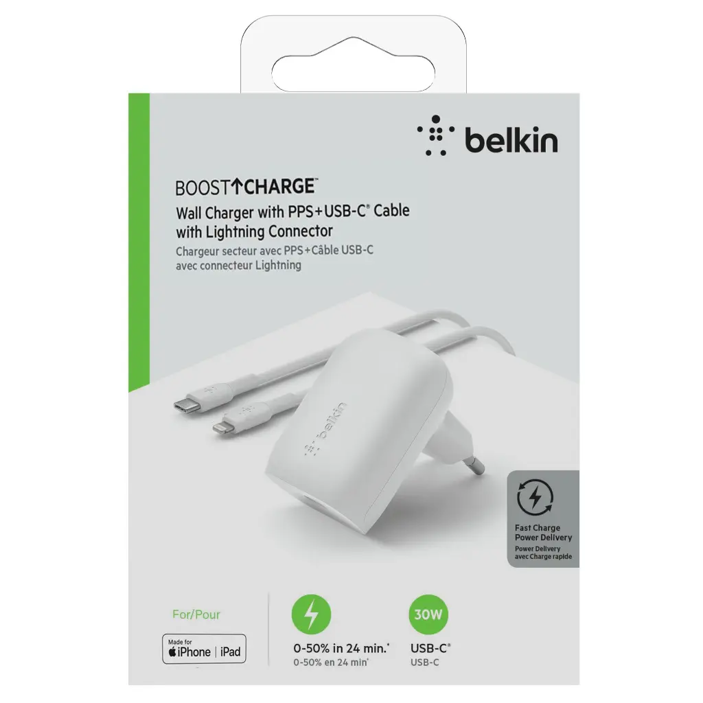 Article BELKIN Chargeur 30W USB-C + câble USB-C vers Lightning.webp