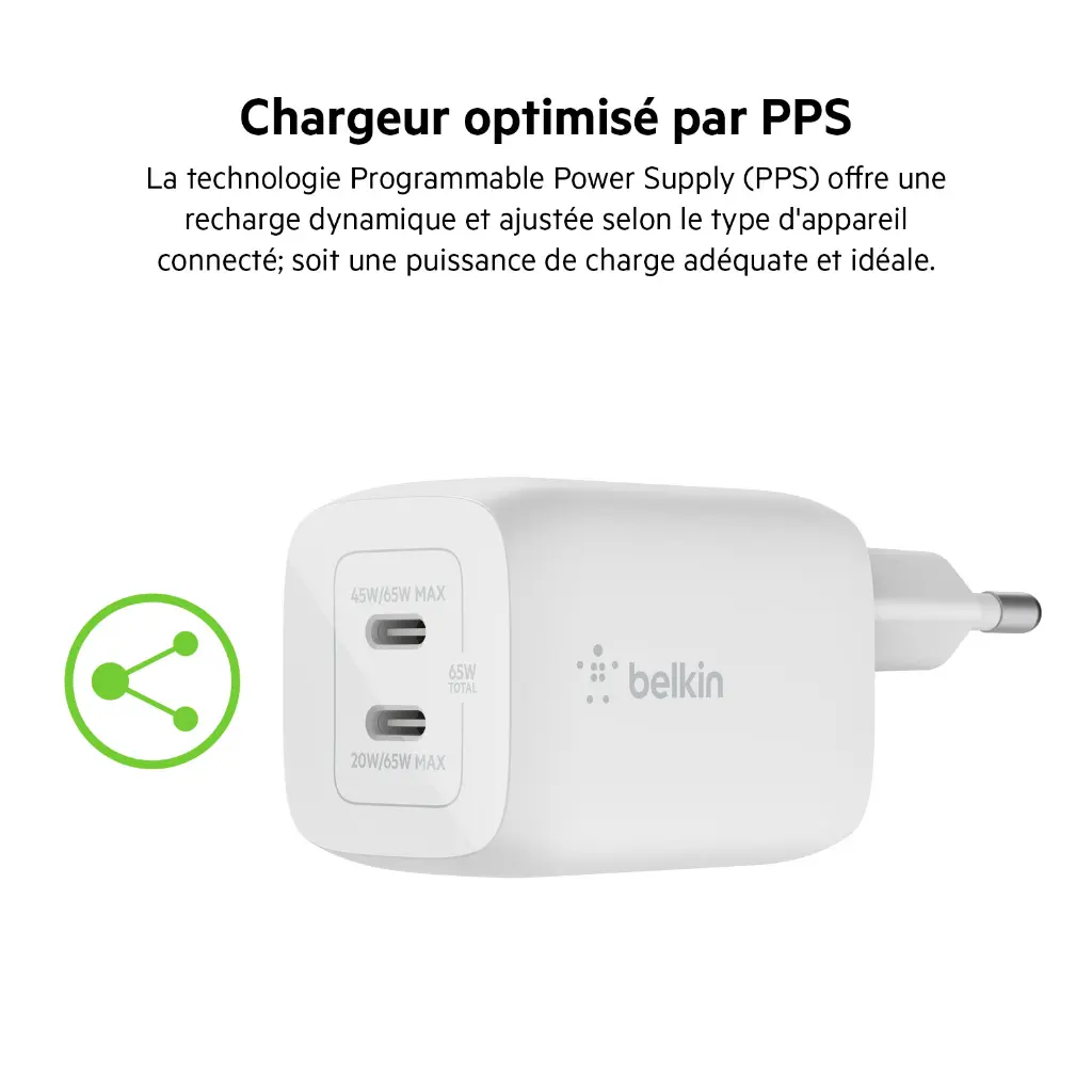 Article BELKIN Chargeur 65W 2 ports (2 USB-C) (3).webp
